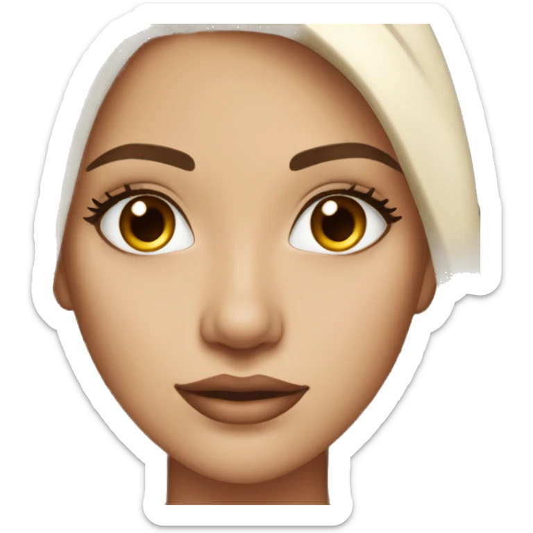 Beautiful Woman with straight dark brown hair and amber eyes with long eyelashes  sticker