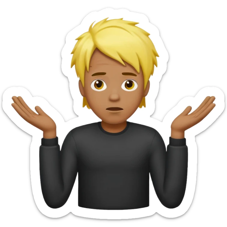 Quiero este emoji🤷🏼‍♂️ pero el chico de color negro y el pelo amarillo sticker
