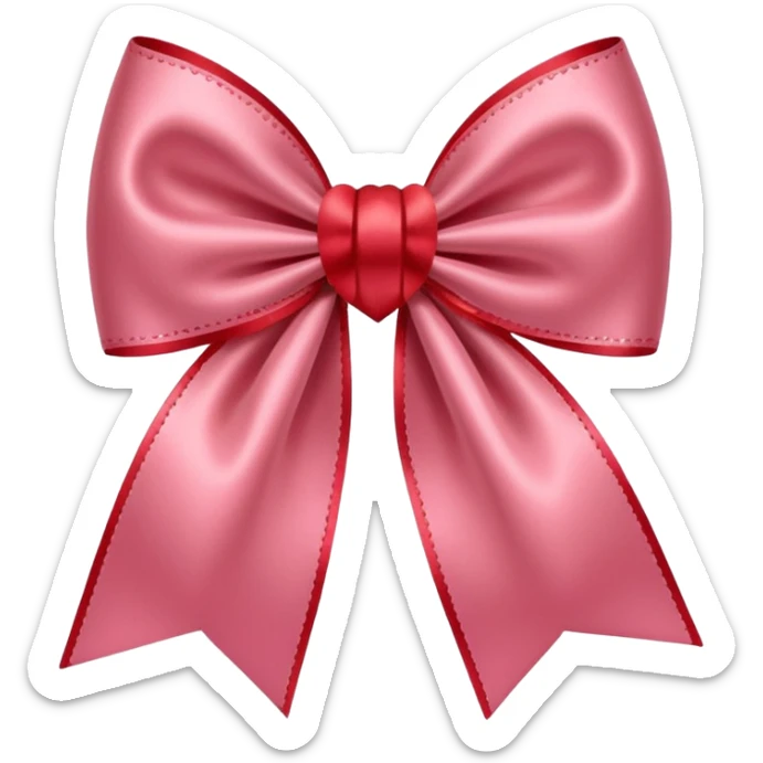 Red coquette bow with a heart in the middle, delicate and feminine, soft pink tones, elegant details sticker