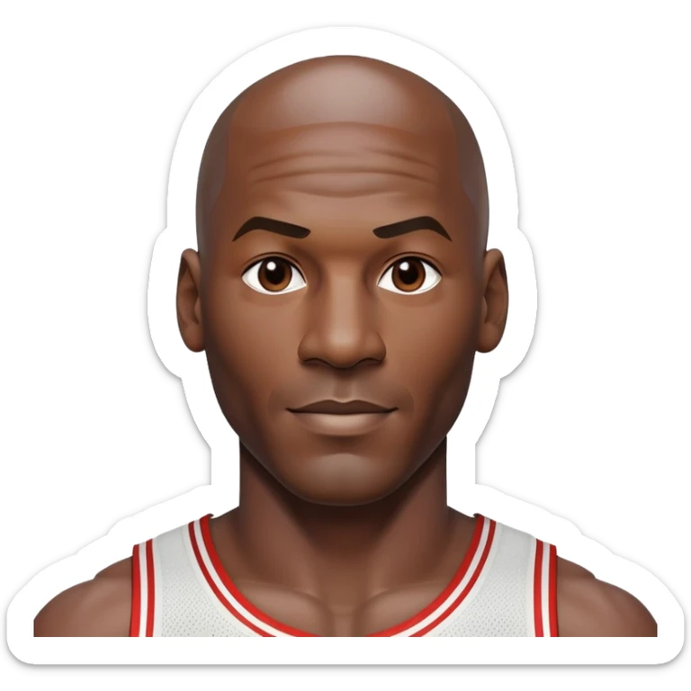 Michael Jordan with detailed facial features, upper body from waist up sticker