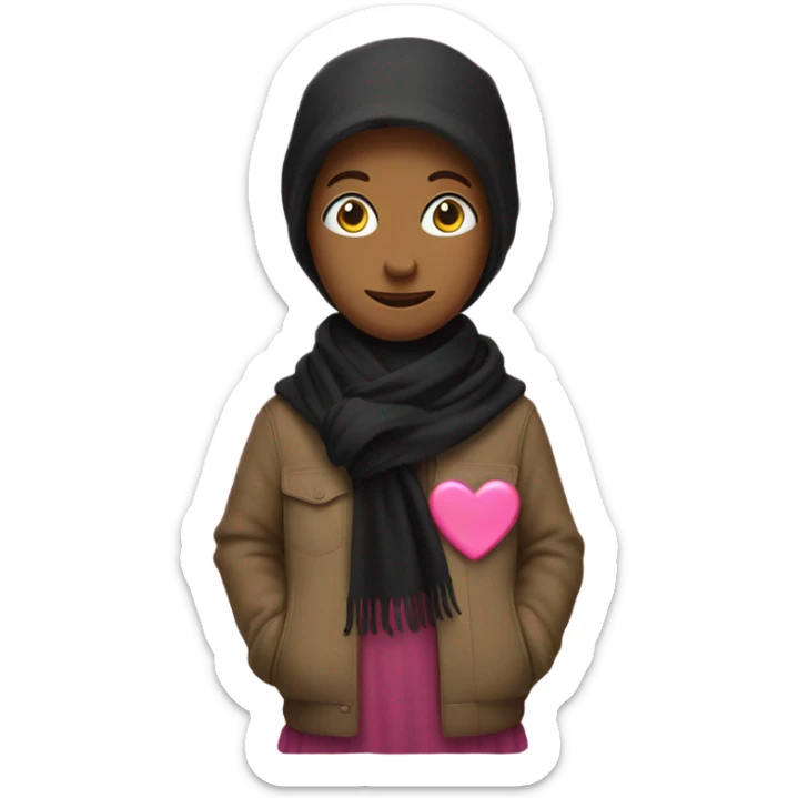 woodstock wearing a black scarf with pink heart print on the scarf sticker