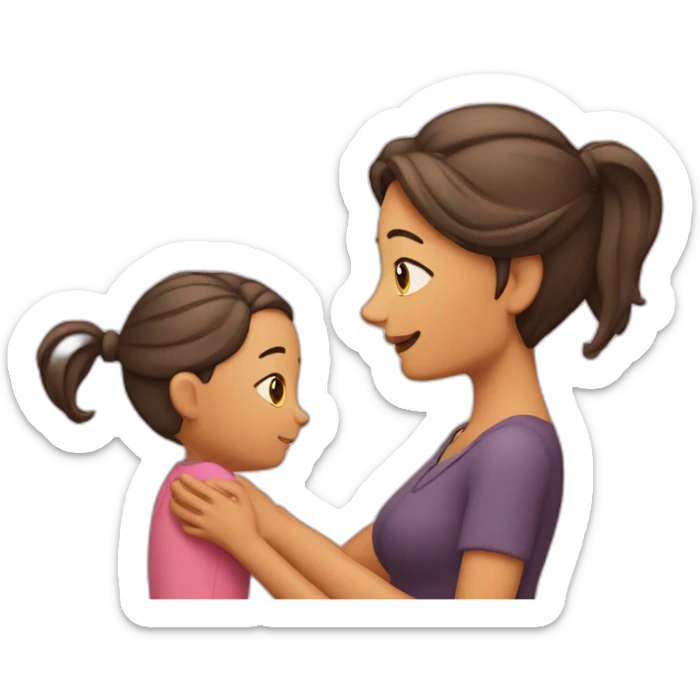 Une maman fait un câlin à sa fille cas 10 sticker