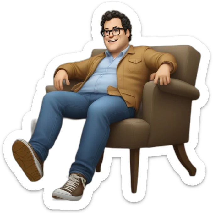 josh gad laying back mysteriously, soles of feet towards camera sticker
