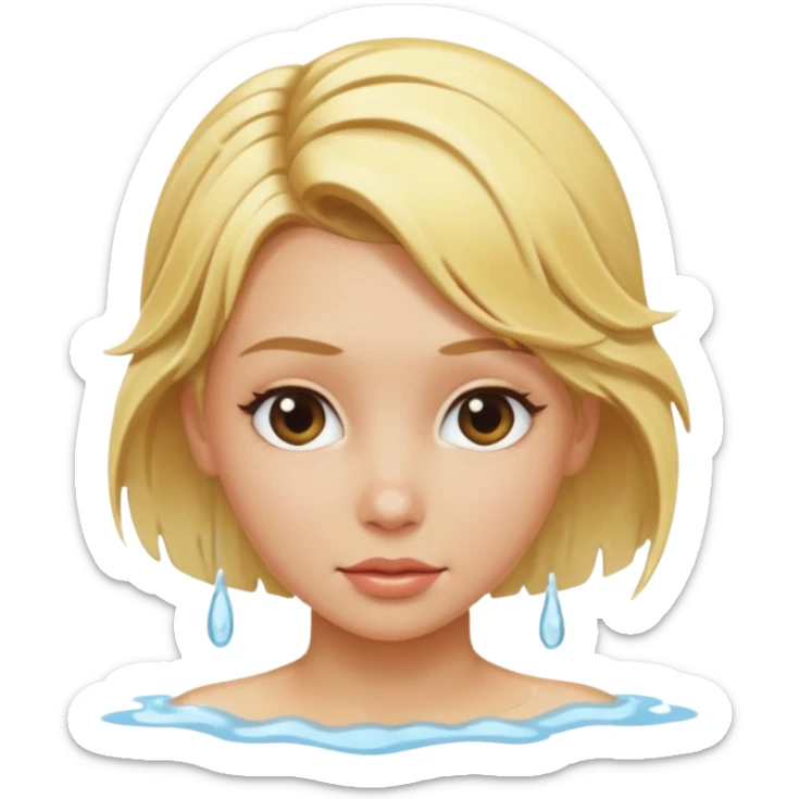 blonde girl with hair up out of shower sticker