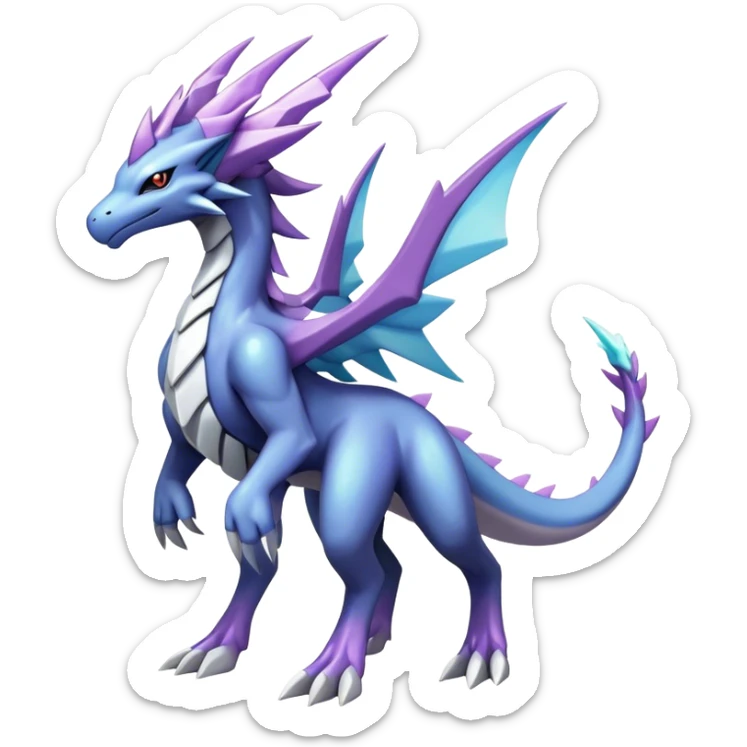  cool edgy shiny colorful godly ethereal Dialga-Suicune-Fakemon full body sticker