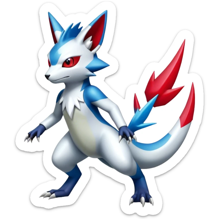 Cool Edgy Shiny Futuristic Ethereal Legendary Digimon-Sneasel-Zangoose-hybrid full body sticker