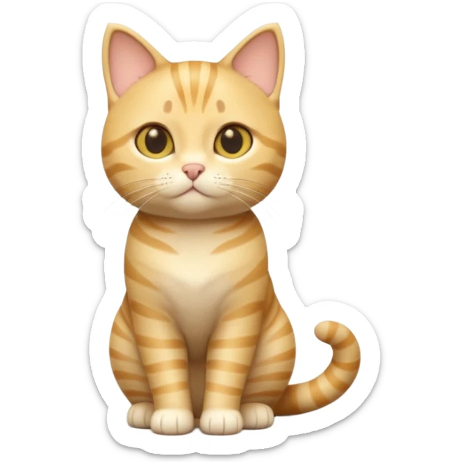A 3D cartoon golden tabby American Shorthair cat with soft striped fur, warm golden tone, soft shadows, Memoji-style realism. full body or half body. sticker