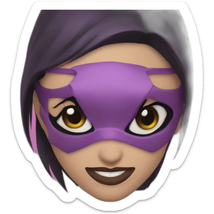 mileena from mortal kombat, purple ninja facemask, black short hair sticker