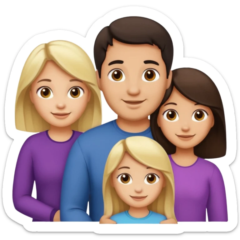 Familia de 4 personas : Hombre gordito,pelo oscuro, Mujer pelo cafe, hija pelo mono , hija pelo oscuro. sticker