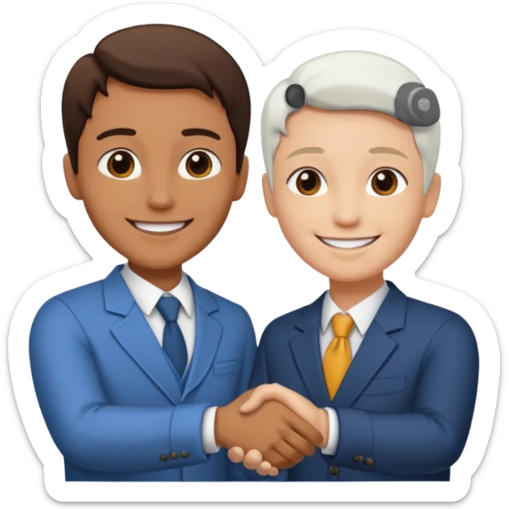 Dos personas dandose la mano como agradecimiento, una persona de color y una persona blanca sticker