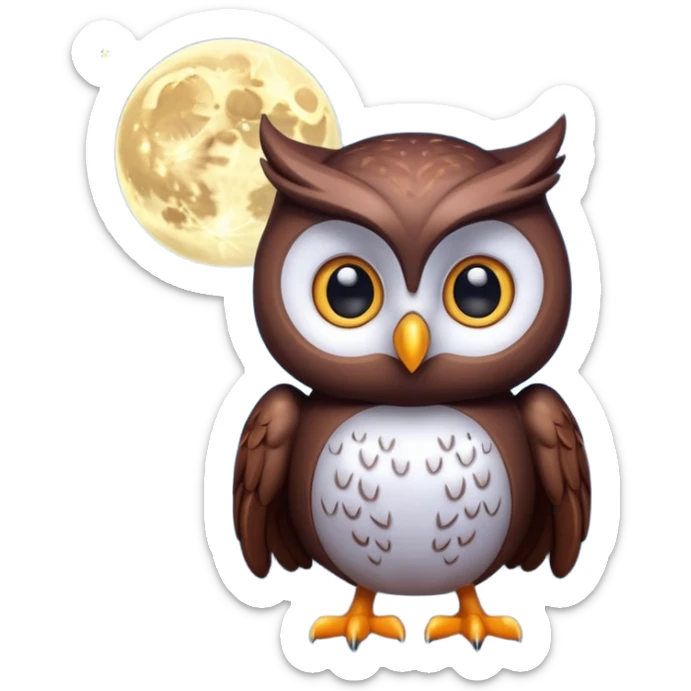 3D symbolizing night owl, late night food order, moon and food theme, cute and modern, soft lighting, glossy, isolated, no background
 sticker