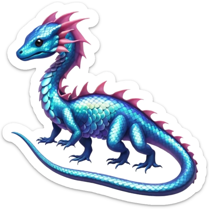 Shiny beautiful gorgeous ethereal Scaley Exotic Salandit-Dragonair-Fakémon-hybrid-creature (full body) sticker
