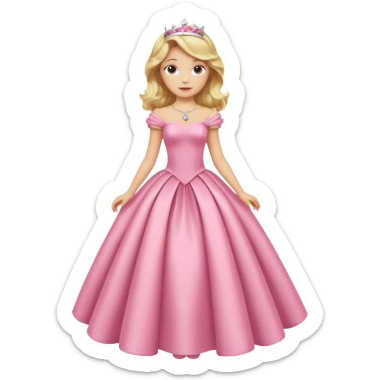 blond wavy beautiful princess full body in pink dress dress elegant sticker
