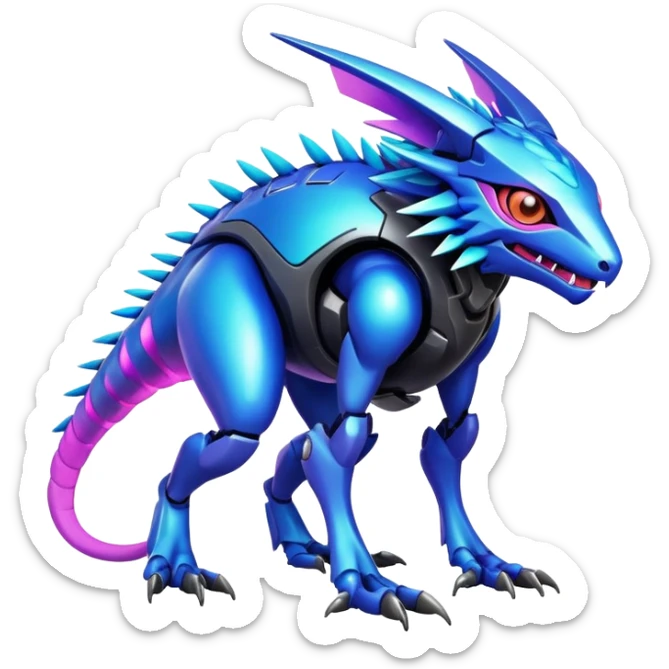  exotic colorful futuristic modern cyber-Fakémon-Digimon-Trico-Vernid-creature sticker