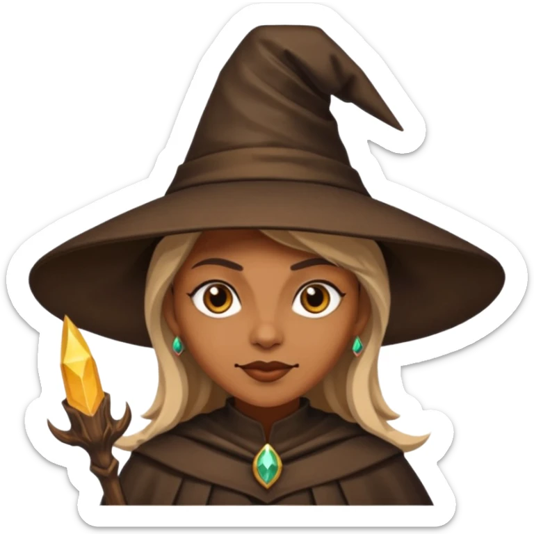 light brown skin witch with hat sticker