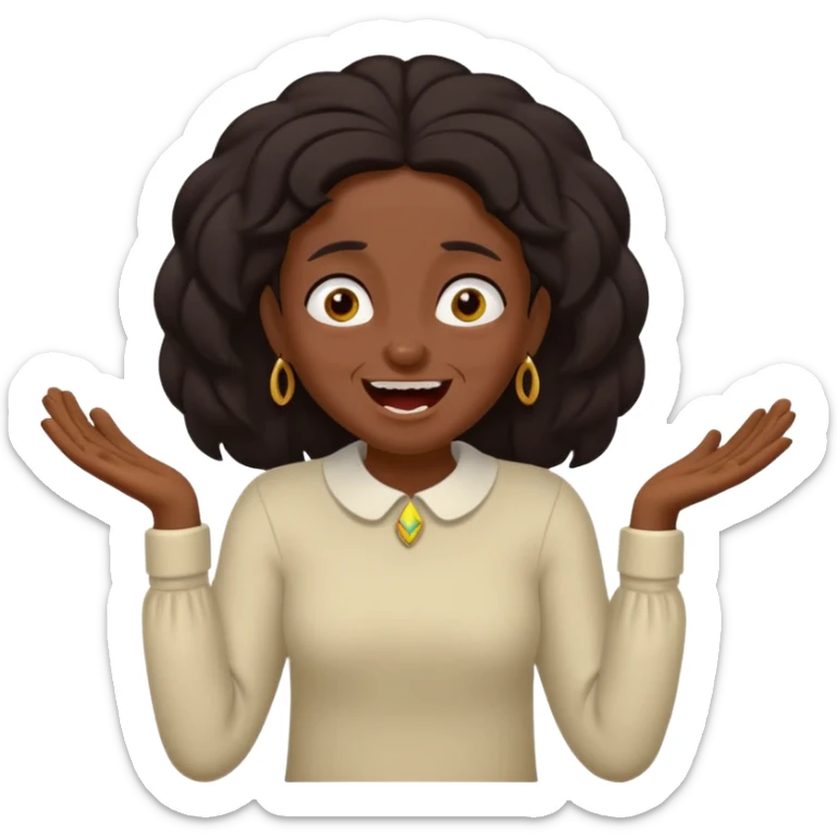 Baiza Ethiopian, dark hair Oldest but immature, no filter, funny Pose: laughing wildly, arms flailing sticker