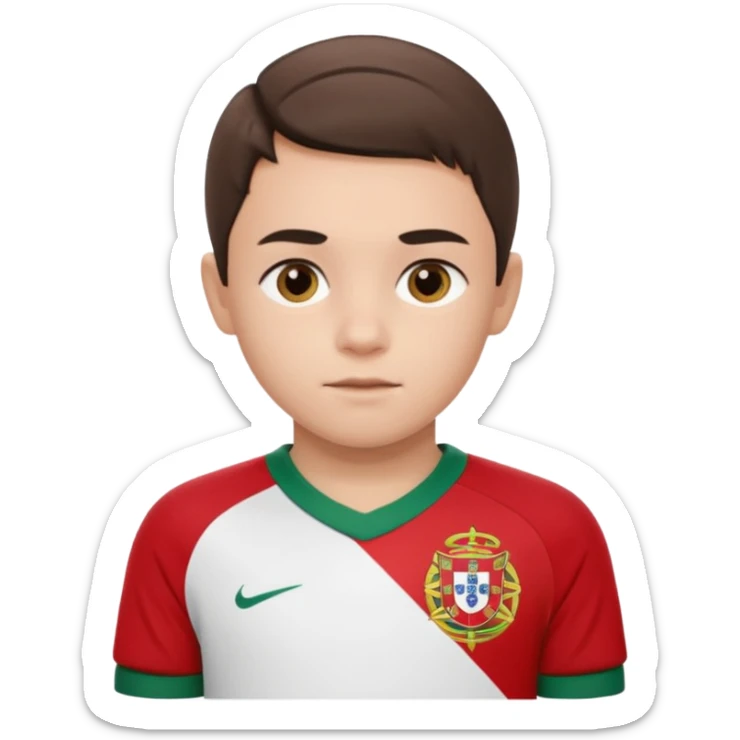 Une enfant qui a le coupe sur le coter et qui a le maillot du portugal sticker