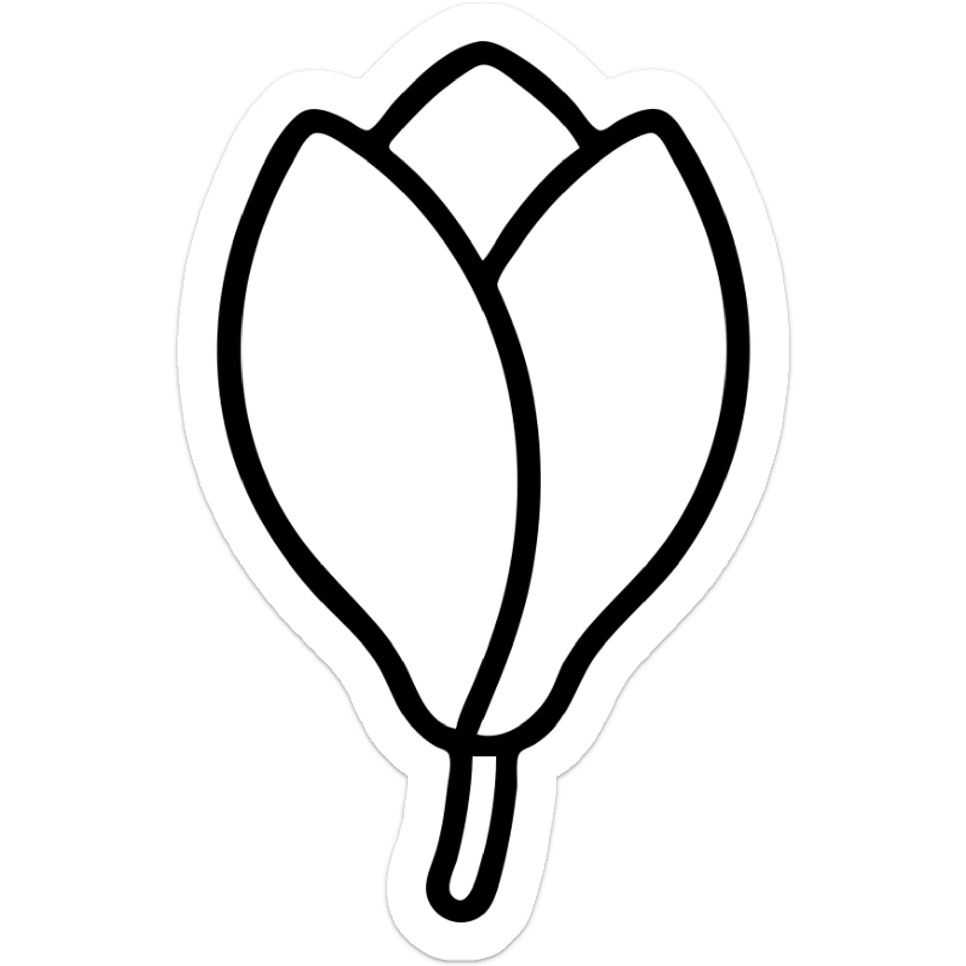 minimalist top-down view of a magnolia flower bud with light pink petals, fully visible against a plain white background, no extra details sticker