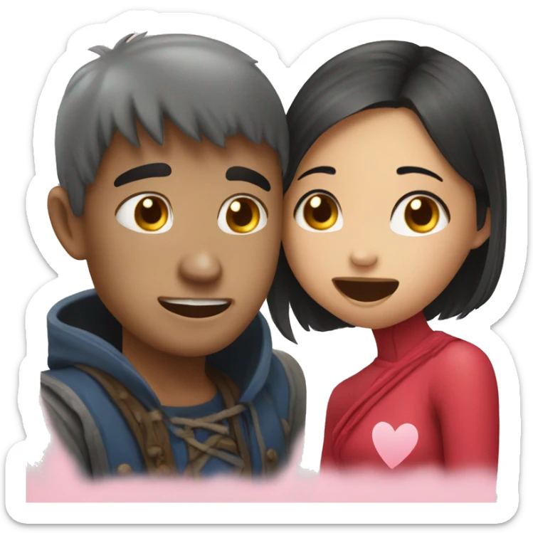 Shriek and Thai girl in love with heart sticker
