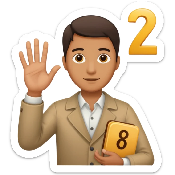 A Man holding the number 6 in one hand, and the number 7 in the other Hand.  sticker