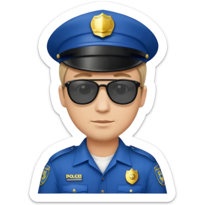 man police with hair style and hats and sun glasses sticker