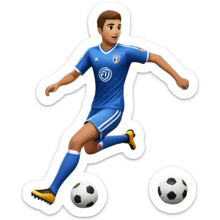 An icon representing sports gaming, inspired by EA Sports FC 25. The design features a dynamic soccer player kicking a ball, with a digital scoreboard in the background. Bright stadium lights illuminate the action, capturing the thrill of the game. Transparent background sticker