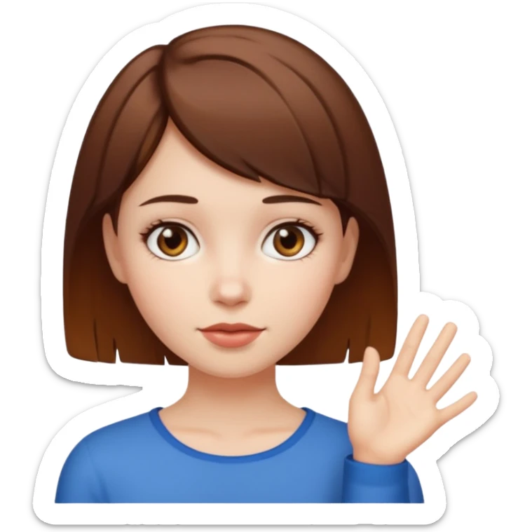 Let her be a girl with white skin and short brown hair with tips up that can be seen  sticker