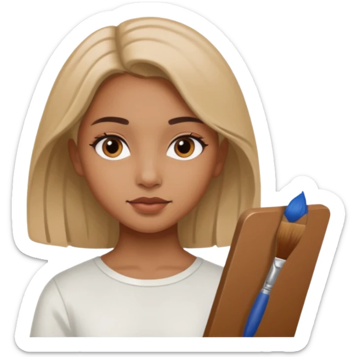 the white artist stands with his back to the painting, painting a portrait of girl sticker