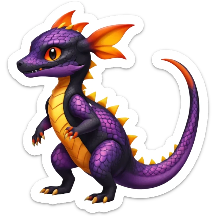 Shiny Cute Spooky Salandit-Umbreon-Charmeleon-Fakémon-hybrid-creature (full body)  sticker