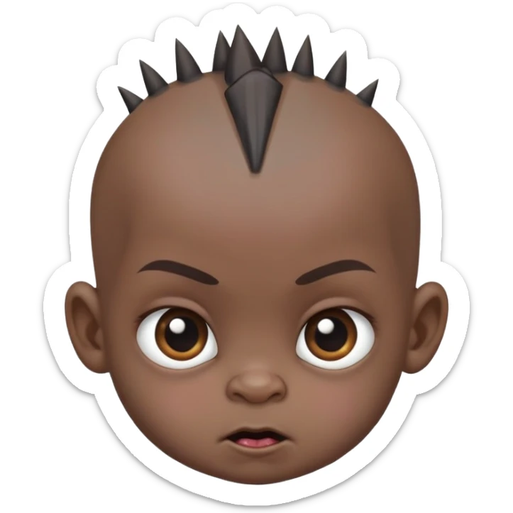 i want an extremely pitch balck baby with a mohawk in the center amd bald from the sides and make sure to make him really really ugly like extremely ugly sticker