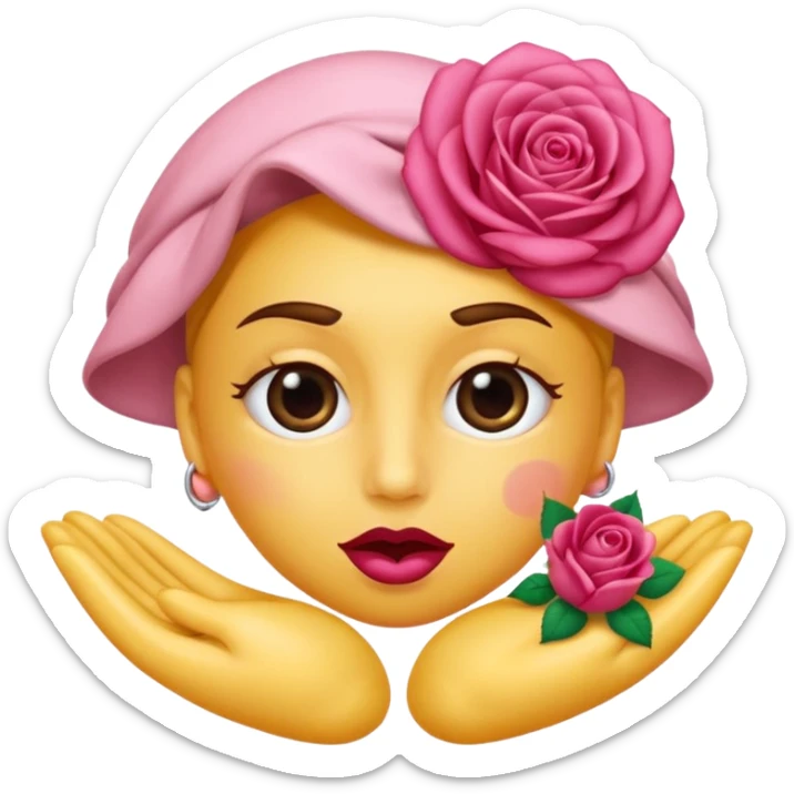 Un 😀 avec un doigt dans la bouche qui cligne des yeux, et il a un nœud sticker