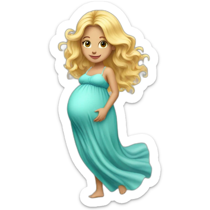 adorable pregnant blond full body women with beach-wave-hair sticker