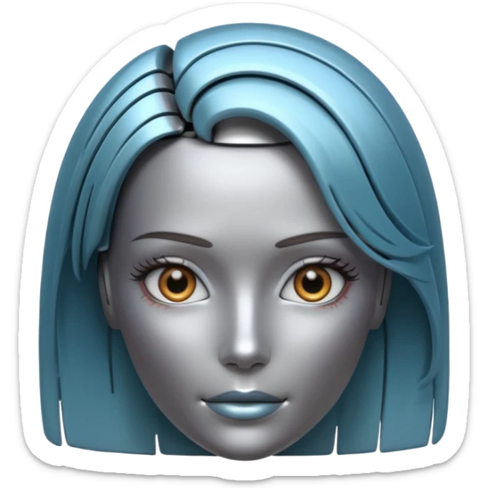 female different hair color metalic robot face like 3rd picture of the last one sticker