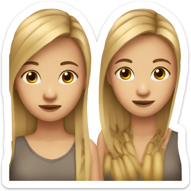 A girl with  long Permanent straight  hair and wheat skin sticker