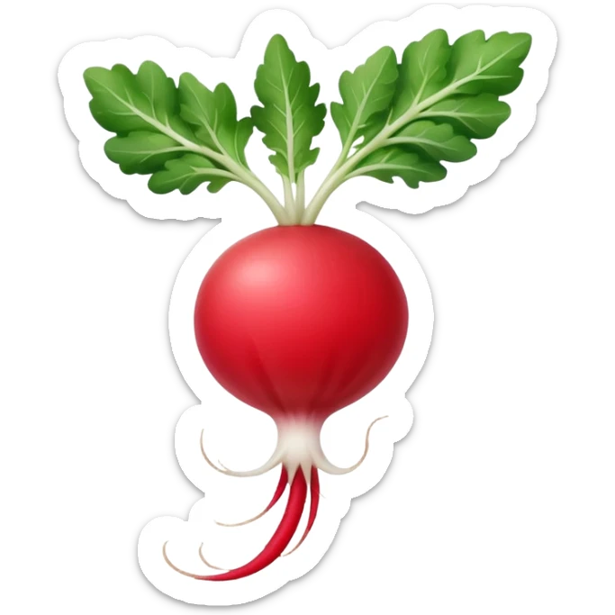 smaller radish UK plant with a bit of white on the bottom of the radish sticker