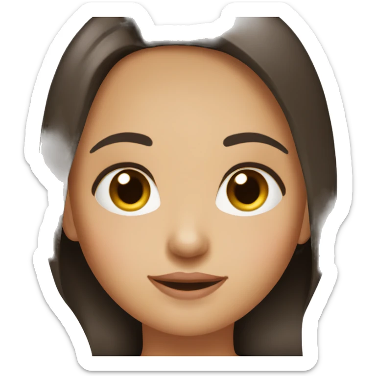 Girl with dark brown hair and brown eyes and a round face  sticker