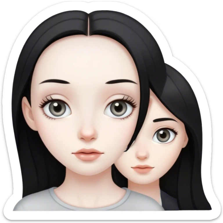 beautiful pale brunette girl and pale man black hair grey eyes sticker