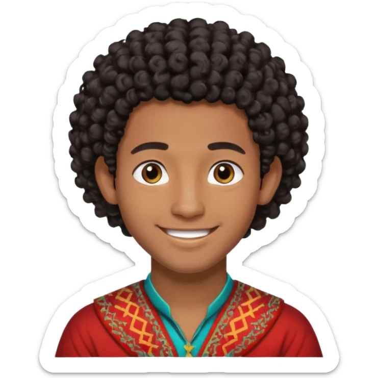 Young man with black curly hair cascade Haircut and dark skin, moroccan / amazingh race sticker