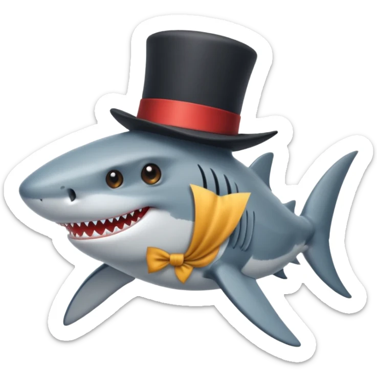 Shark with a top hat sticker