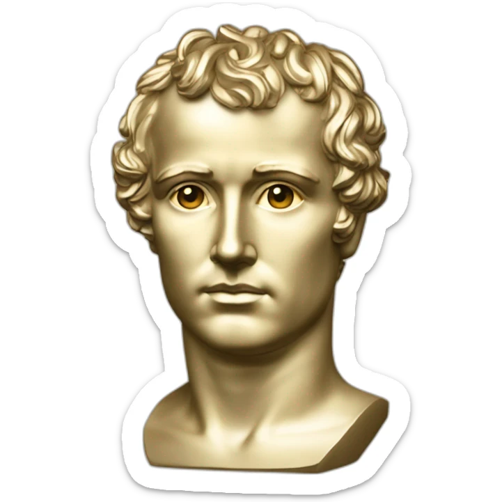 Laurel wreath short hair serious napoleon bonaparte golden statue sticker