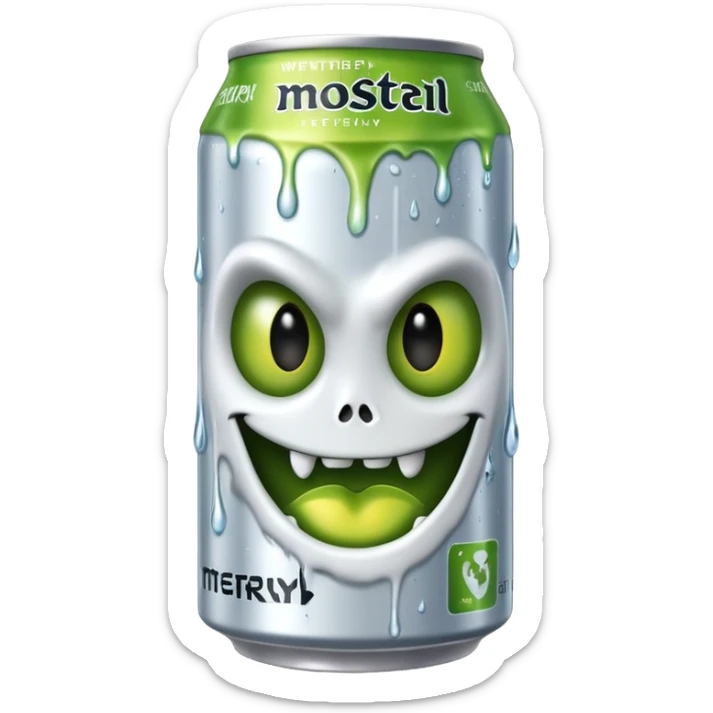 Crea un emoji de una lata de monster blanca de la bebida energética  sticker