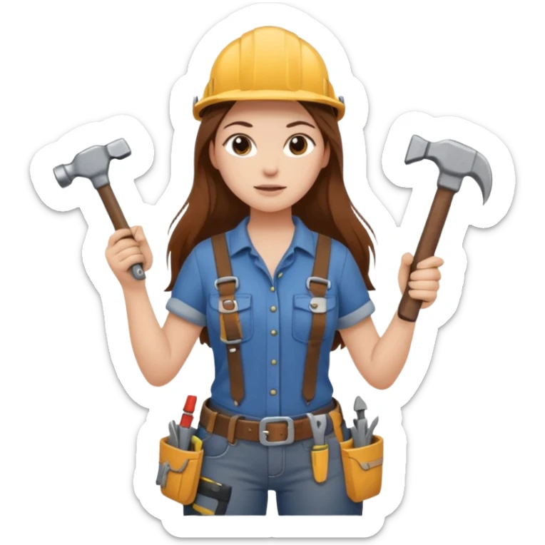 beautiful girl with long brown hair renovating her apartment sticker