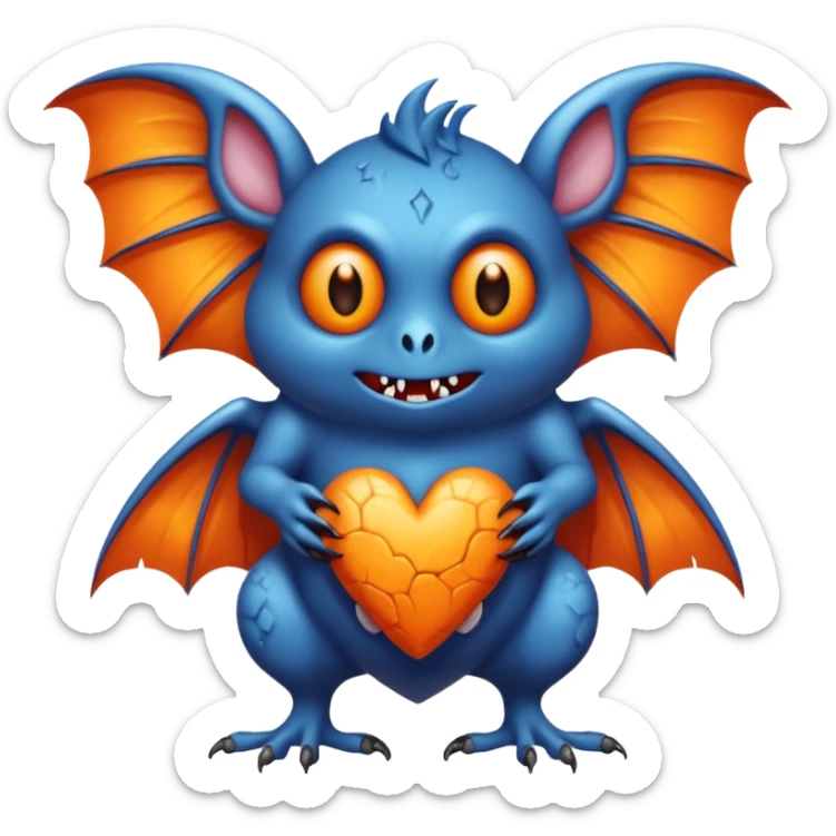 Monstre a corp craquelé fait de lave avec des ailes de chauve-souris et un tête de pierre carbonisé avec une mâchoire carré  sticker