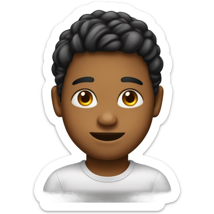 Emoji de un joven indigena, cabelos lisos, com pintura no rosto, olhos negros, lábios vermelhos e roupas indígenas sticker