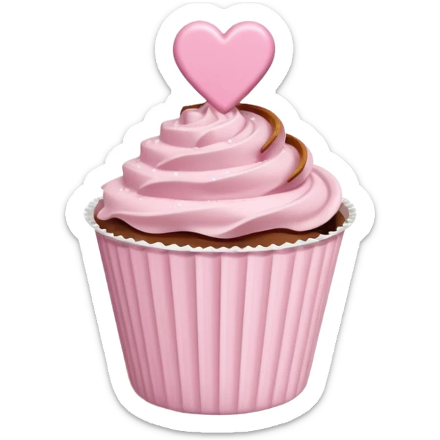 Two glossy square milk chocolate pralines placed diagonally, each in a white ridged paper cup, topped with a soft pastel pink heart icing with subtle sugar sparkle.
Cute minimal emoji-style, realistic and polished, clean studio lighting, pure white background, smooth 3D render, high resolution. sticker