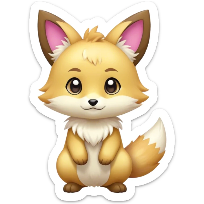 Cute Kawaii Chibi Anthro Fur-Sona Pretty Shiny Color ful Fakemon Full Body sticker