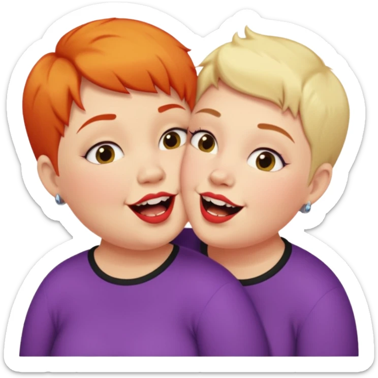 Chubby ugly lesbian kissing tall butch lesbian with huge teeth and short hair sticker
