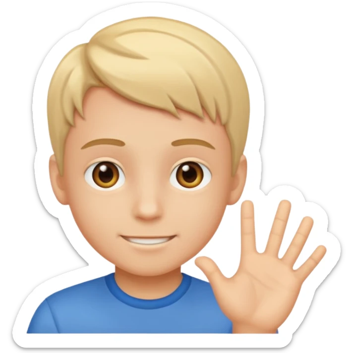 generate emoji of boy saying hii in normal skintone or bright skin tone sticker