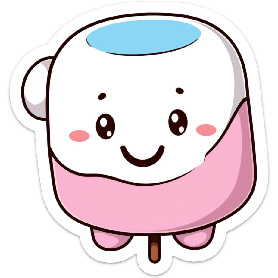 cartoon sticker of a marshmallow with a happy face sticker