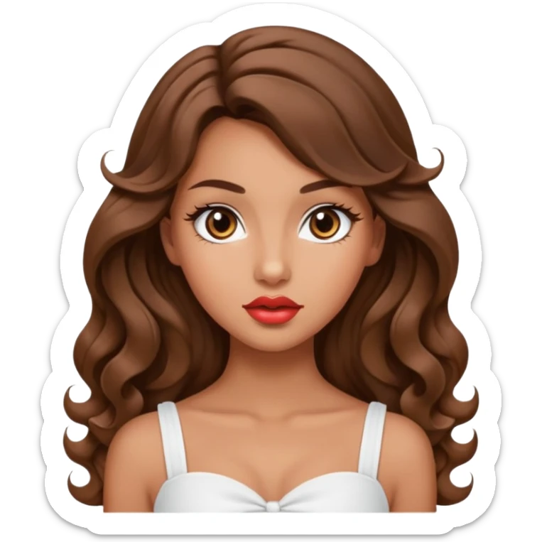 Megan fox, fashion model Beautiful woman model adult   large breasts  with monolid narrow eyes tan skin, full cupids bow lips  long curled brunette hair model white  top gorgeous  sticker